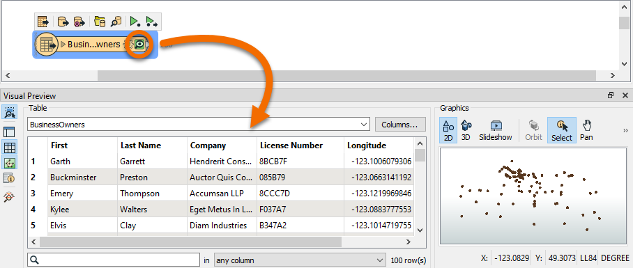 Viewing a cache in Visual Preview